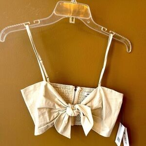 Jason Wu Women's Cream Bow Tie Top Bralette Size Small Linen Blend Boho Yacht